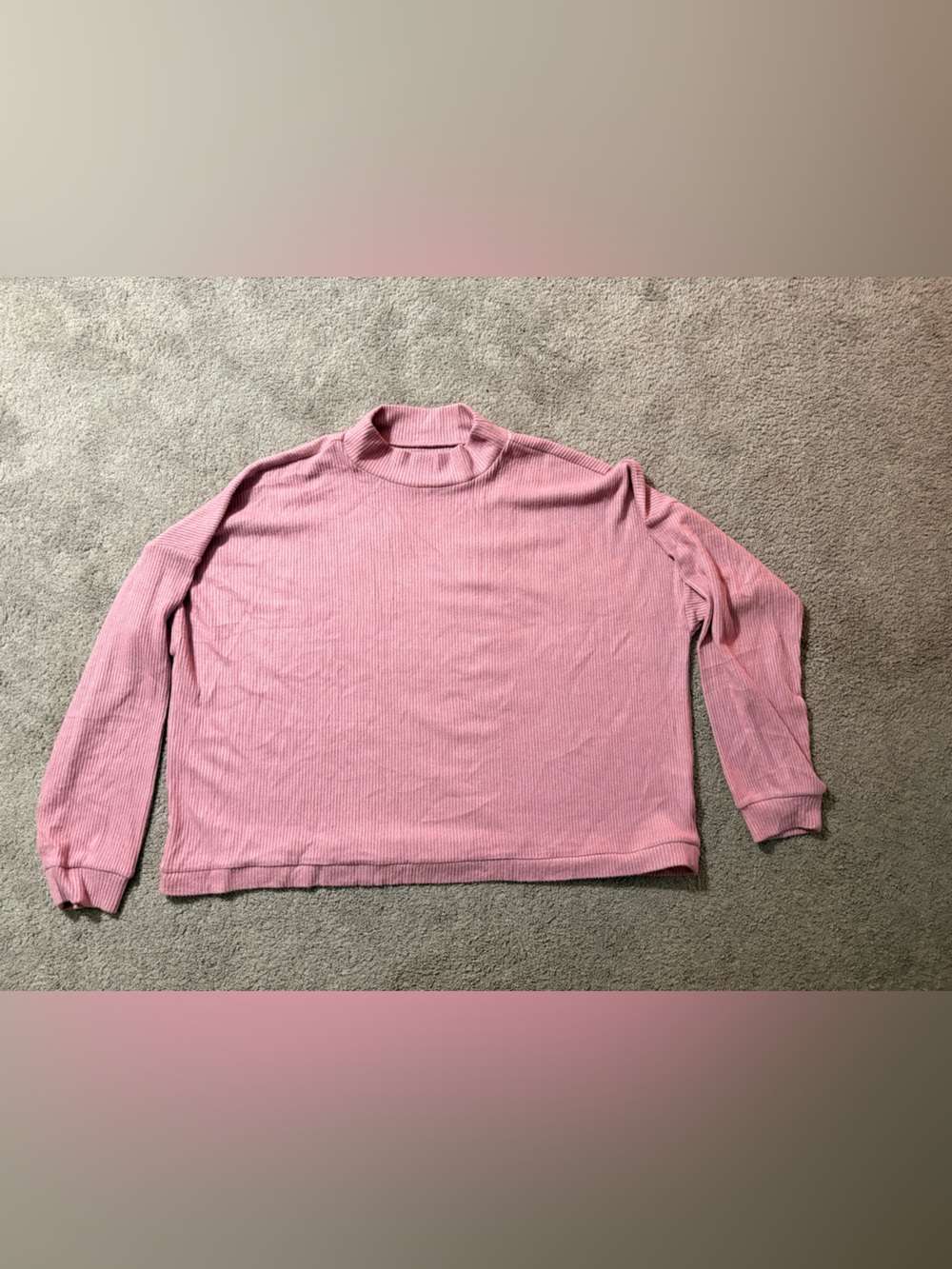 Lucky Brand Women’s Ribbed Mock Turtleneck Sweater in Dusty Pink